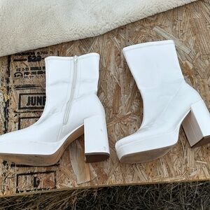 Elegant White Heeled Boots for Women